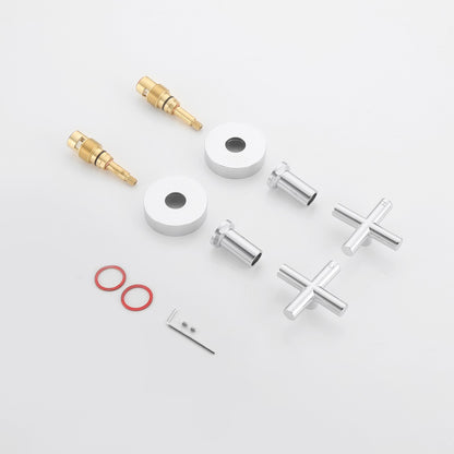 Decaura Cross Handle Shower Taps 1/4 Turn Hot Cold Twin Taps Chrome/Black/Gold
