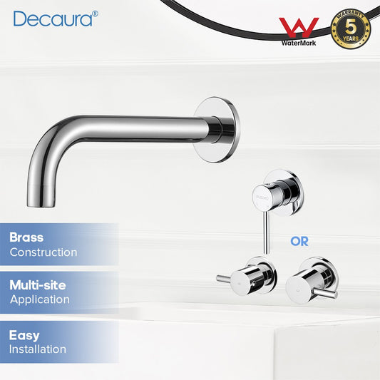 Decaura Bath Spout Laundry Round Chrome Wall Water Spouts Tapware Mixer Taps Set