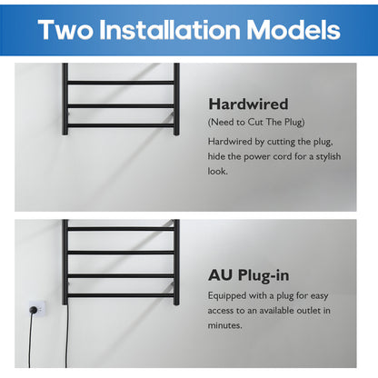 Decaura Heated Towel Rail Rack 304 Stainless Steel Freestanding/Wall Mounted