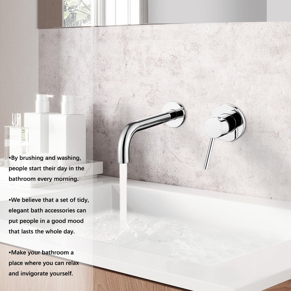 Decaura Bath Spout Laundry Round Chrome Wall Water Spouts Tapware Mixer Taps Set