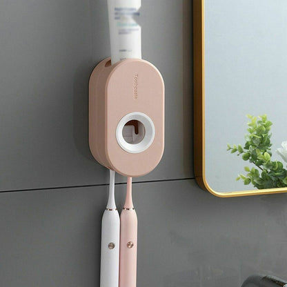 Toothbrush Holder Automatic Toothpaste Dispenser Bathroom Wall-mounted Rack NEW