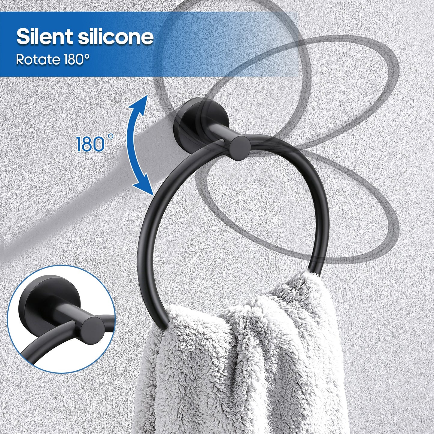 Decaura Bath Round SS304 Hand Towel Ring Rack Rail Holder Hanger Wall Mounted