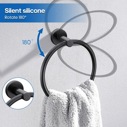 Decaura Bath Round SS304 Hand Towel Ring Rack Rail Holder Hanger Wall Mounted