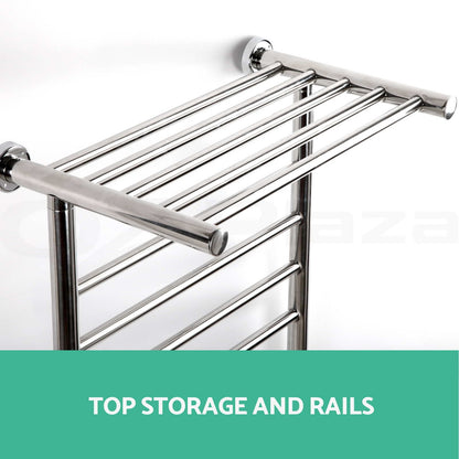 Devanti Heated Towel Rail Bathroom Electric Warmer Clothes Rack Stainless Steel