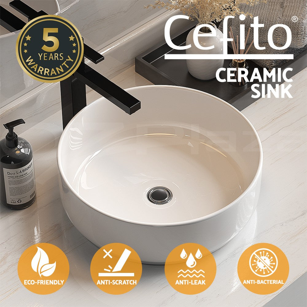 Cefito Bathroom Basin Ceramic Vanity Basin Above Counter White Hand Wash