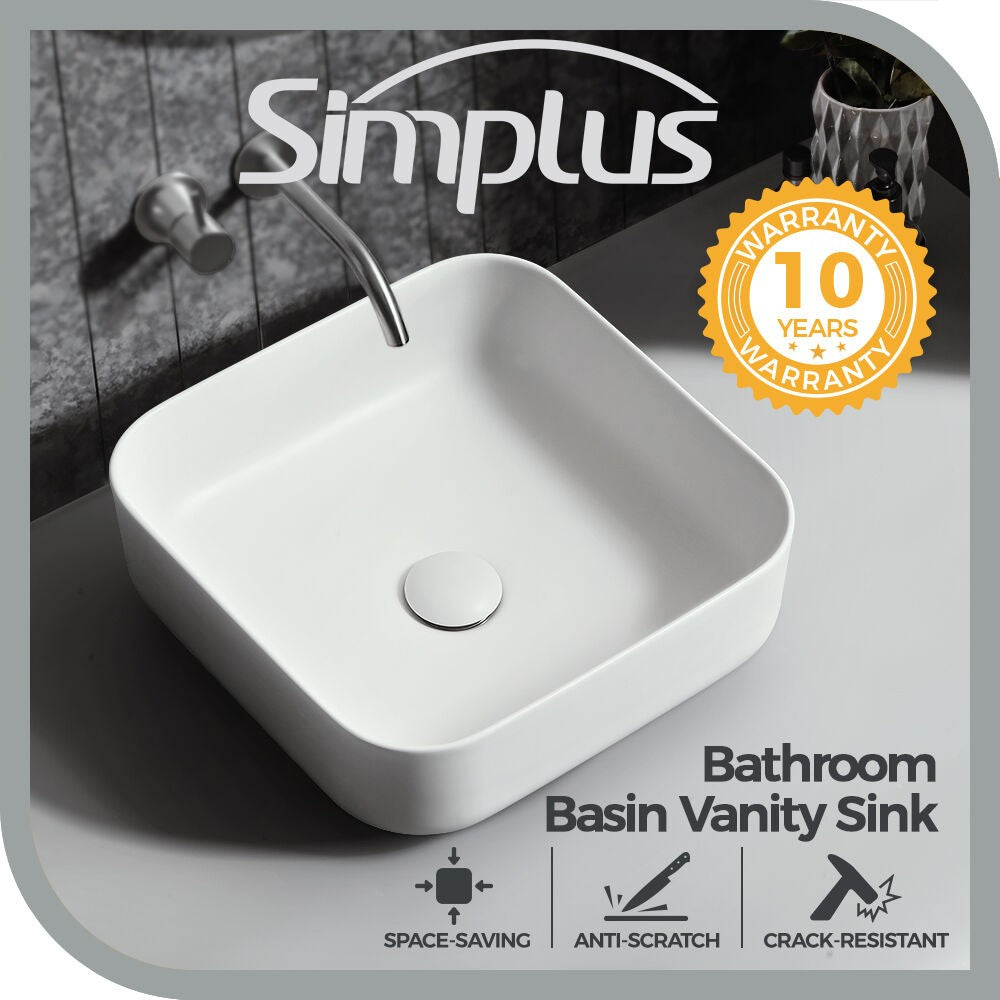 Simplus Bathroom Ceramic Basin Vanity Sink Hand Wash Bowl Above Counter 39X39CM