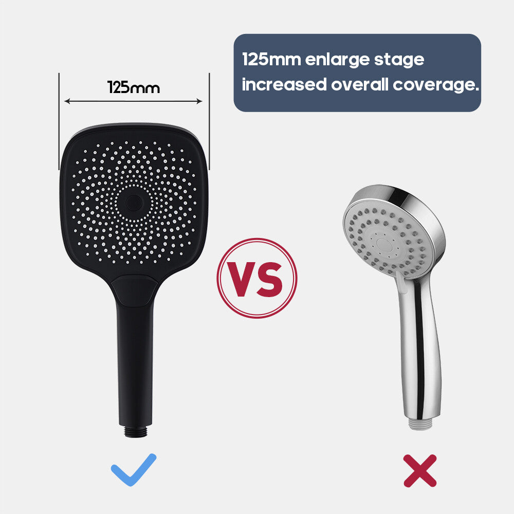 Decaura luxury Hand Held Shower Head 130mm Black/Chrome Bathroom 3 Mode Spray