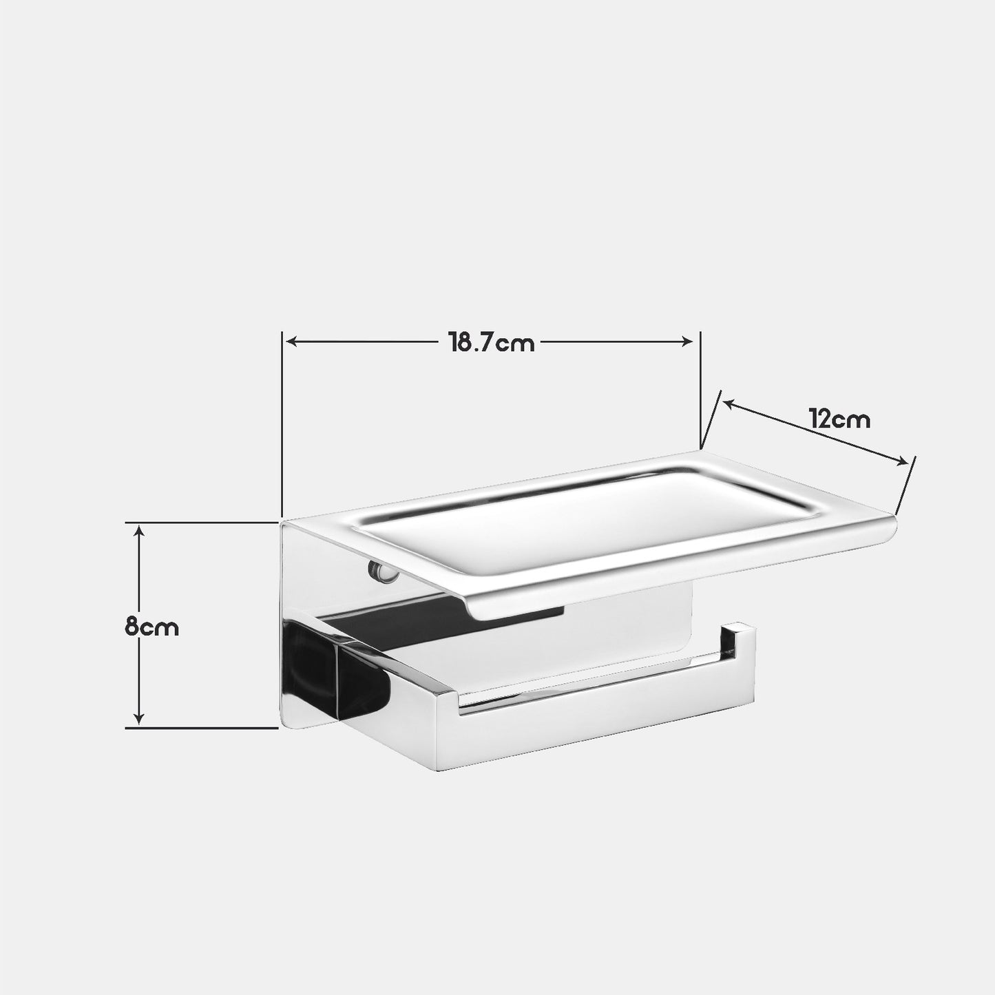 Toilet Paper Roll Holder with Shelf Chrome Stainless Steel Wall Mounted Bathroom