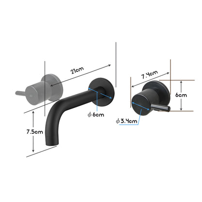 Decaura Basin Spout and Shower Taps Set Wall Mount 1/4 Turn Mixer Cold Hot WELS