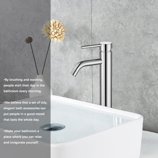 Decaura Tall Bathroom Basin Mixer Tap Chrome Gooseneck Spout for Countertop