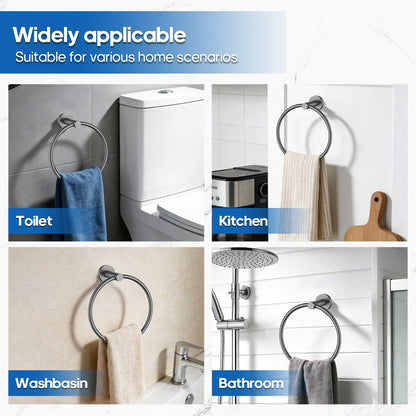 Decaura Bath Round SS304 Hand Towel Ring Rack Rail Holder Hanger Wall Mounted