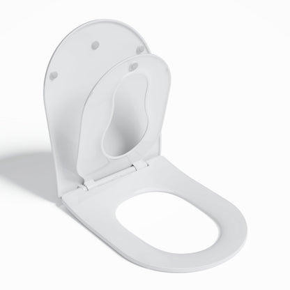 AQUATIZ Blue D-Shaped Family Toilet Seat with Built-in Potty Training Seat