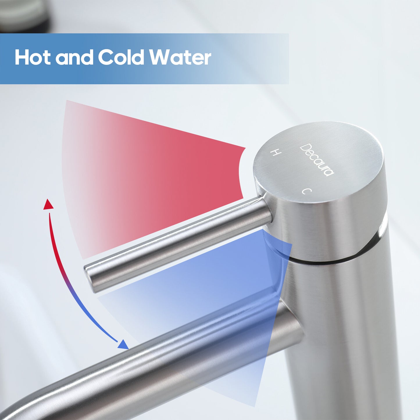 Decaura Bathroom Basin Mixer Tap Stainless Steel Long Gooseneck Brushed Nickel