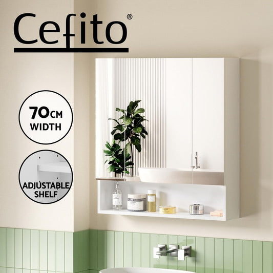 Cefito Bathroom Mirror Cabinet Medicine Wall Hung Adjustable 700x750mm White
