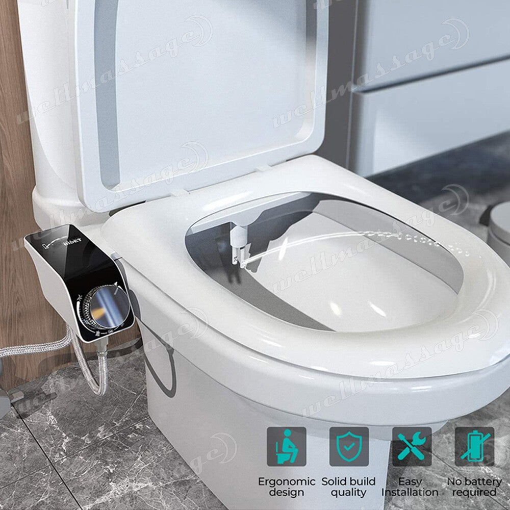 Hygiene Toilet Bidet Water Wash Clean Unisex Seat Attachment Sprayer Dual Nozzle