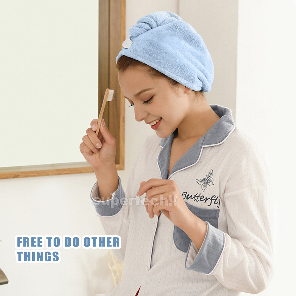 Quick Dry Hair Towel Drying Turban Bath Towel Head Wrap Fast Hat Spa Cap Soft AU
