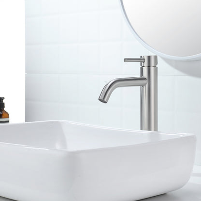 Decaura Bathroom Basin Mixer Tap Stainless Steel Long Gooseneck Brushed Nickel