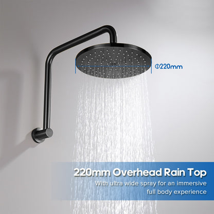 Decaura Bathroom Rain Shower Head Set Round Gooseneck Shower Arm Gunmetal Grey