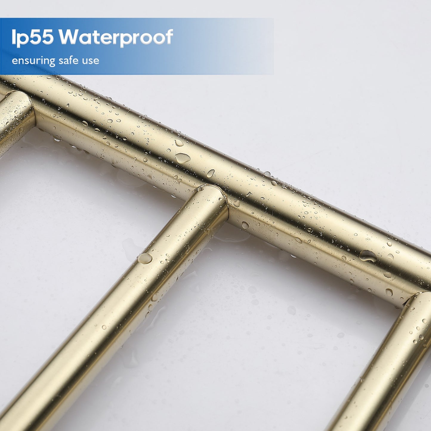 Heated Towel Rail Wall Mounted Brushed Gold Round 5 Rungs 304 Stainless Steel