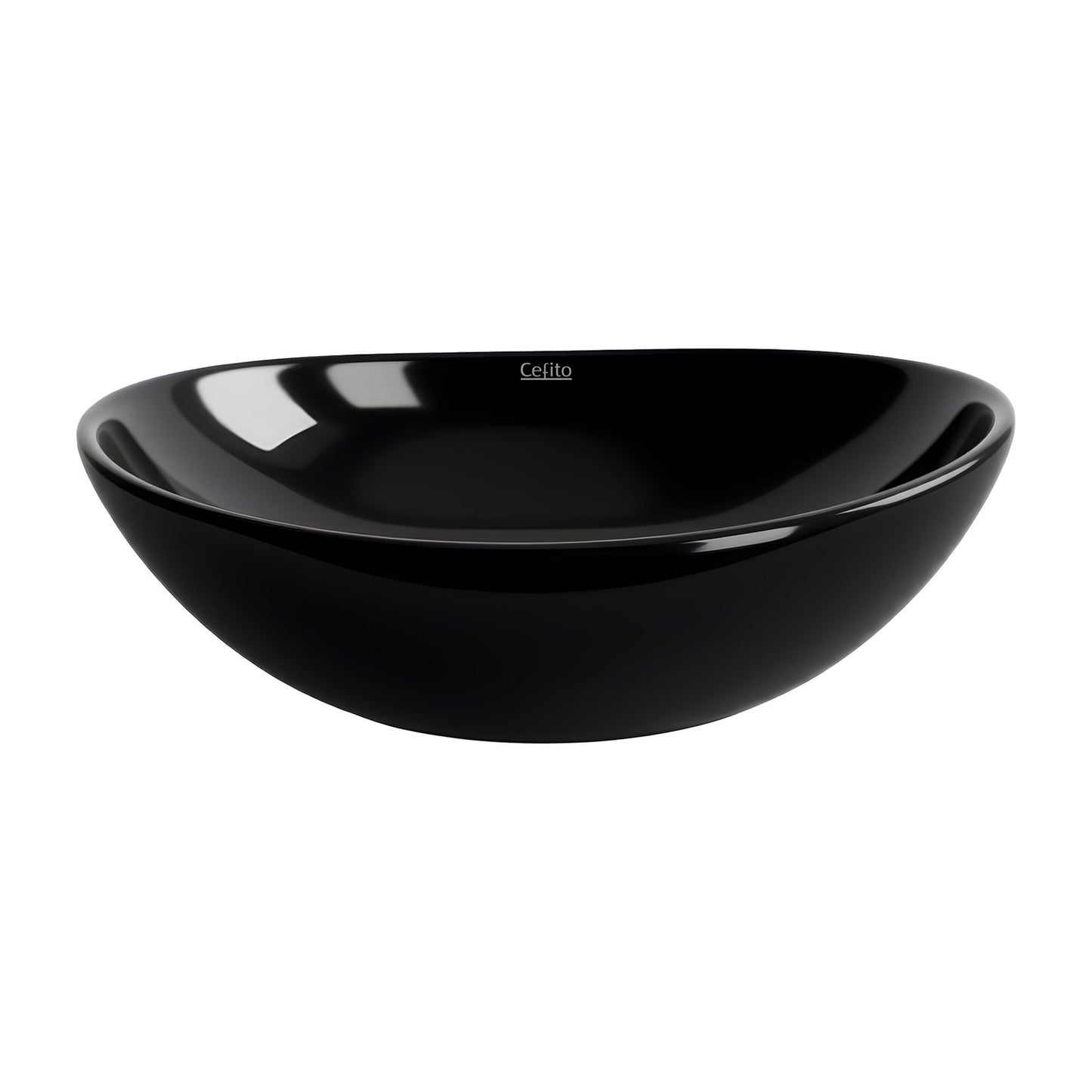 Cefito Bathroom Basin Vanity Sink Vessel Bowl Ceramic Wash Oval Countertop Black