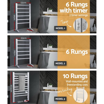 Devanti Heated Towel Rail Rack Bathroom Electric Rails Warmer Clothes 3 Models