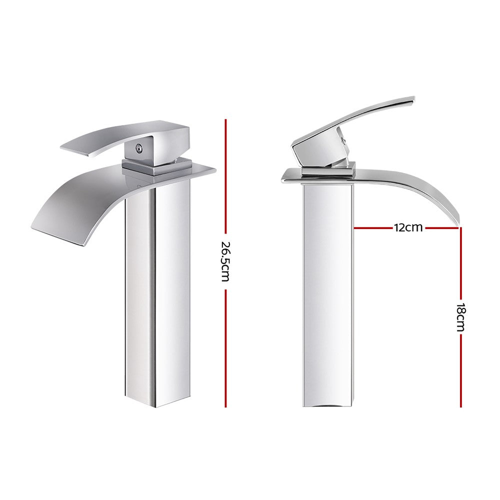 Cefito Basin Mixer Tap Bathroom Tap Laundry Faucet Sink Swivel Silver