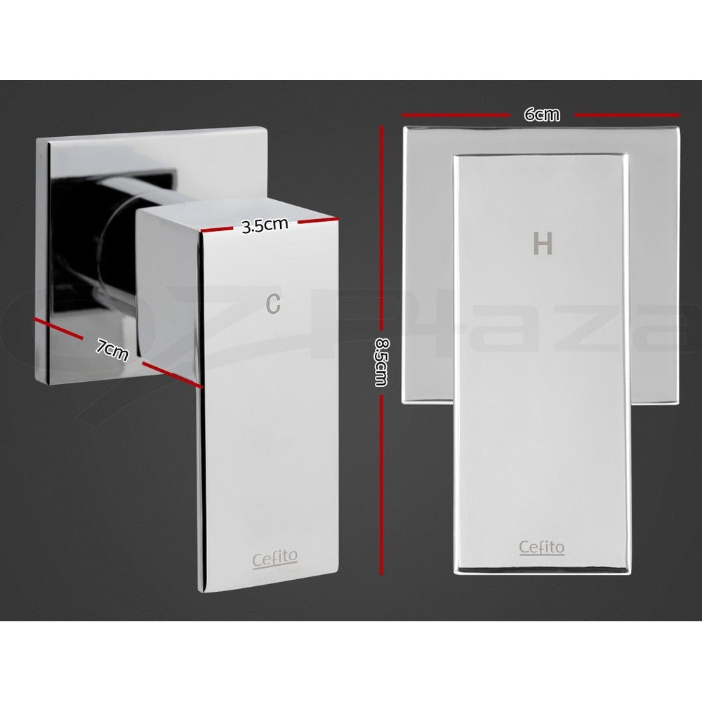 Cefito Shower Tap Bath Twin Taps Hot Cold Wall Basin Sink Vanity Brass Silver