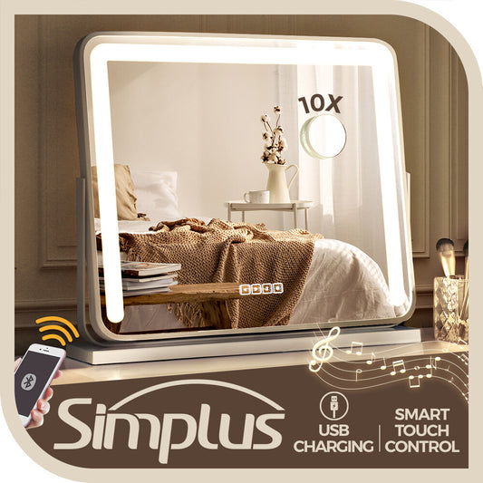 Simplus Bluetooth LED Hollywood Mirror Makeup Vanity Mirrors with Lights 60X52CM