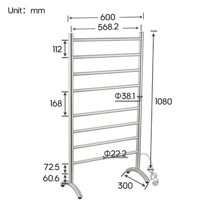 Decaura Heated Towel Rail Rack 304 Stainless Steel Freestanding/Wall Mounted