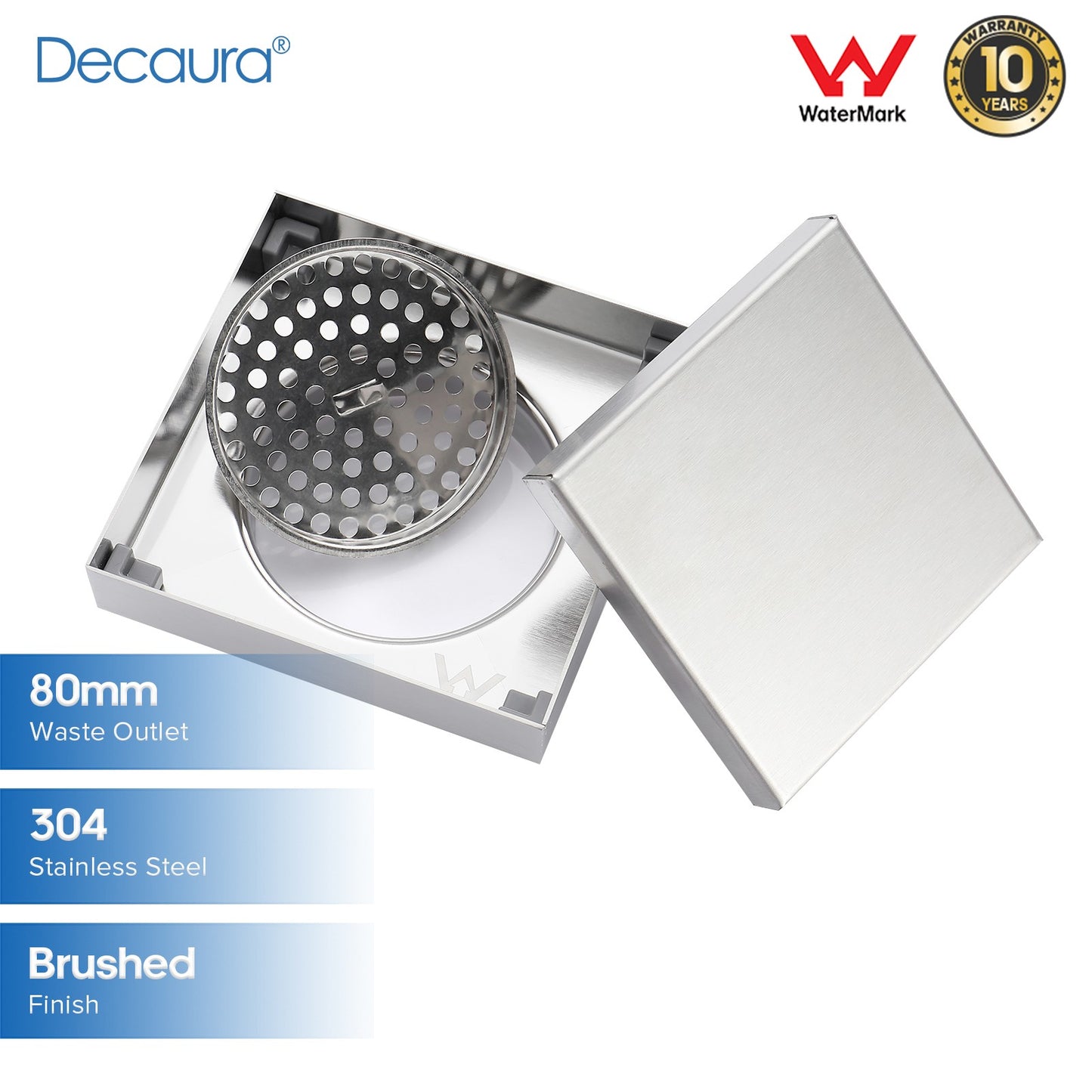 Decaura Shower Grate Drain Floor Waste Stainless Steel Tile Insert/Strip