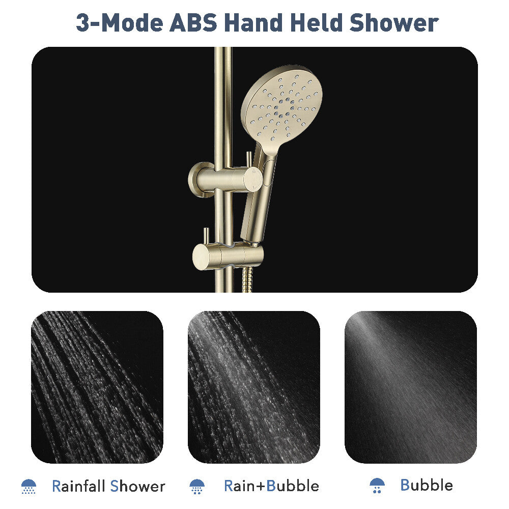 Decaura Shower Head Set Gooseneck Arm Brushed Gold/Black/Chrome/Gunmetal WELS