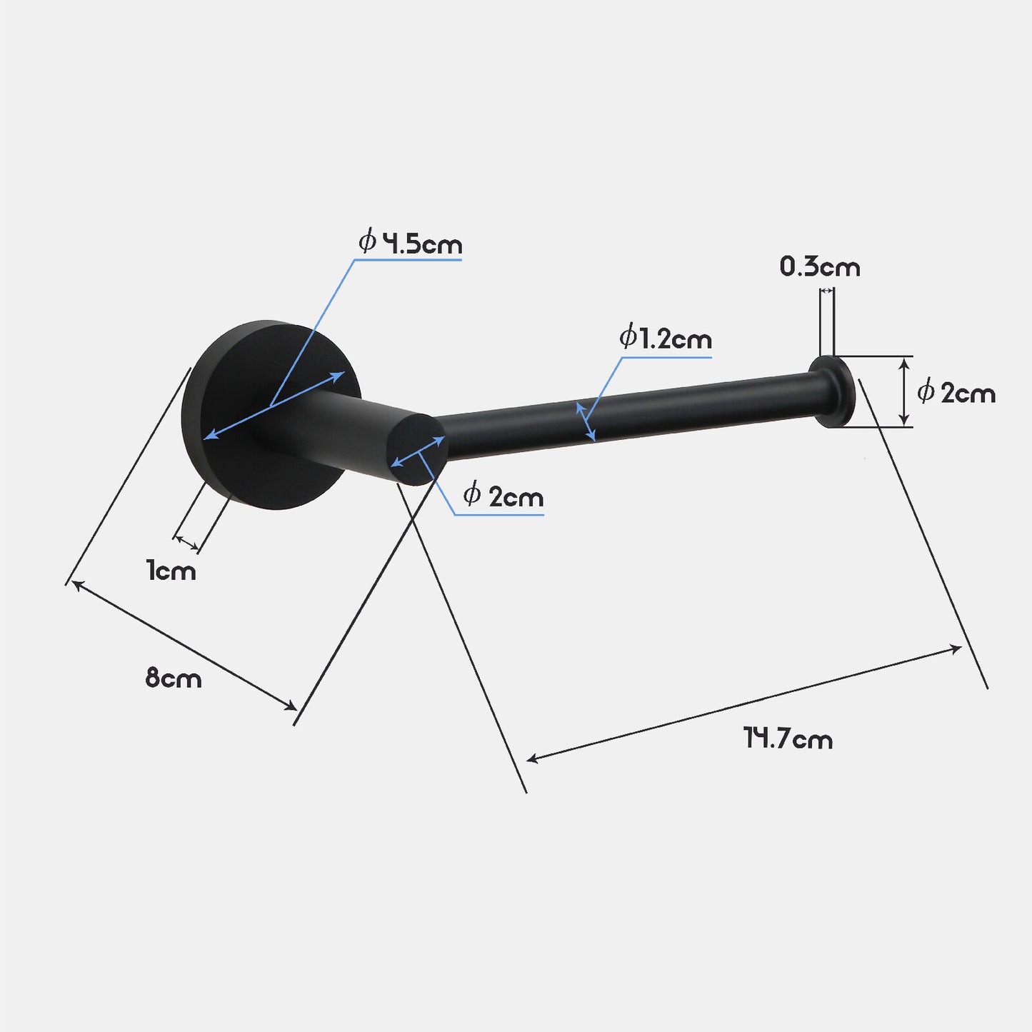 Towel Racks 600mm 750mm Toilet Roll Holder Robe Hook Chrome Black Brushed Gold