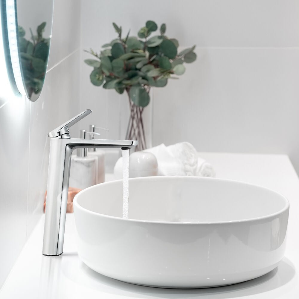 Simpuls Bathroom Vanity Tall Basin Mixer Tap Laundry Sink Brass Faucet Chrome