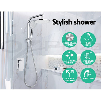 Cefito  9'' Rain Shower Head Mixer Round Handheld High Pressure Wall Chrome