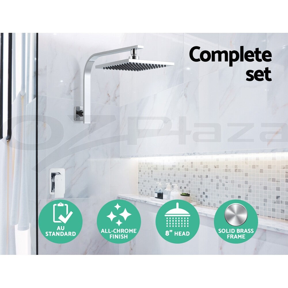 Cefito 8'' Rain Shower Head Mixer Square High Pressure Wall Arm Chrome