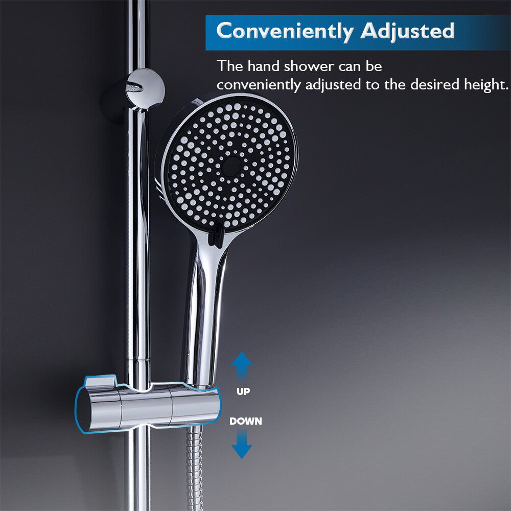 Decaura dual shower head set 10" rain shower head gooseneck shower arm chrome