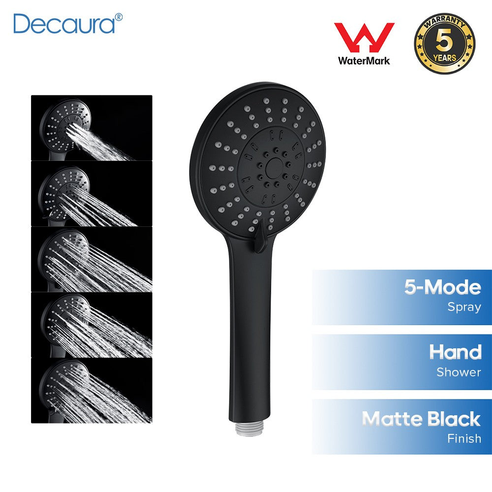 Decaura Round/Square Hand Held Shower Head 3/4/5-Mode Spray with Shower Hose