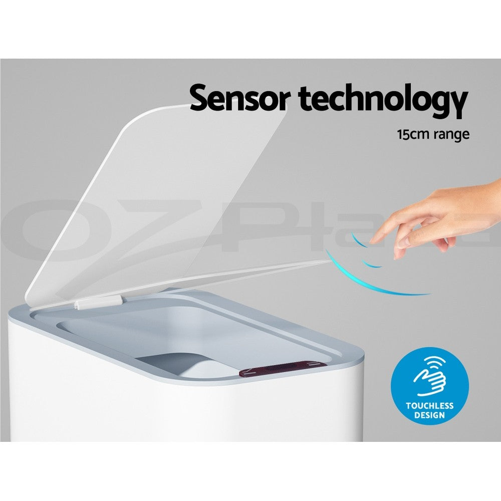 Devanti 9L Motion Sensor Bin Rubbish Automatic Trash Can Kitchen White