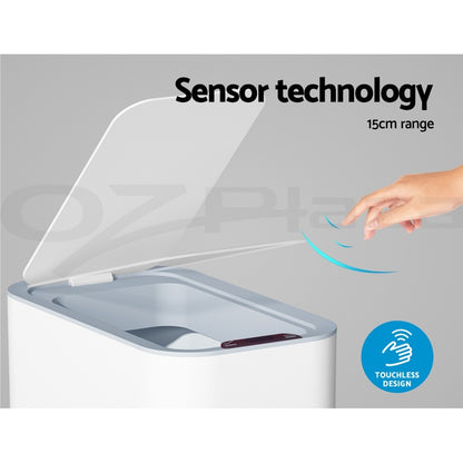 Devanti 9L Motion Sensor Bin Rubbish Automatic Trash Can Kitchen White