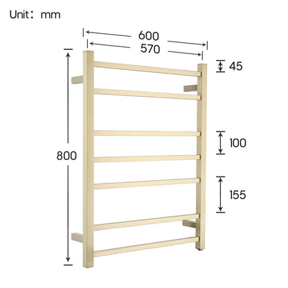 Decaura Wall Mounted Heated Towel Rail 7 Bars 304 Stainless Steel Round/Square