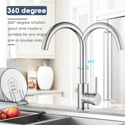 Decaura Kitchen Mixer Tap Sink Taps Laundry Faucet Chrome Swivel Gooseneck