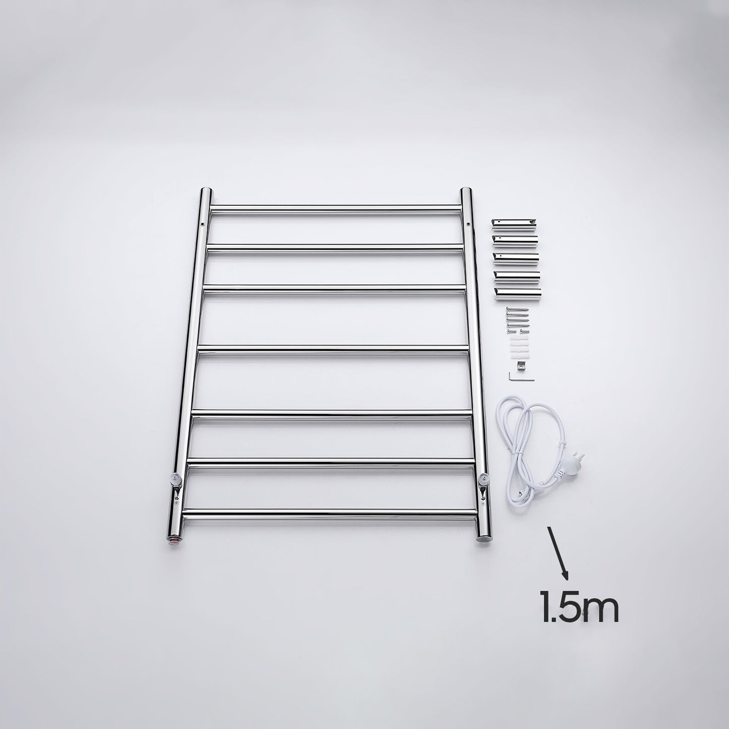 Decaura Wall Mounted Heated Towel Rail Rack 7 Rungs Chrome 304 Stainless Steel