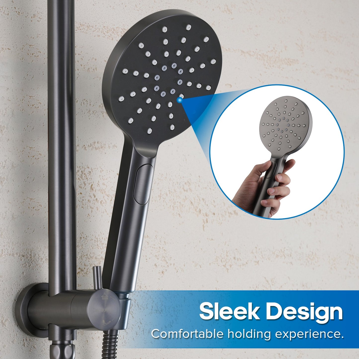 Decaura 10'' Shower Head Set Handheld 3-Mode Rain Shower Brushed Gunmetal WELS