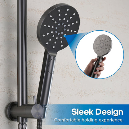 Decaura 10'' Shower Head Set Handheld 3-Mode Rain Shower Brushed Gunmetal WELS