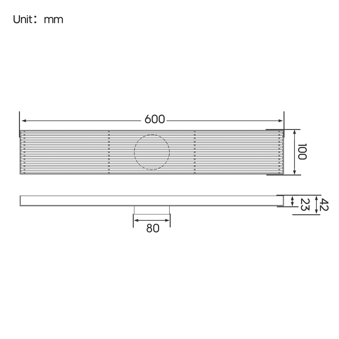 Decaura Shower Drain Grate Strip Linear Floor Waste 600mm Brushed Nickel
