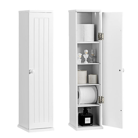 Giantex Bathroom Storage Cabinet Slim Tissue Organizer Paper Holder Toilet White