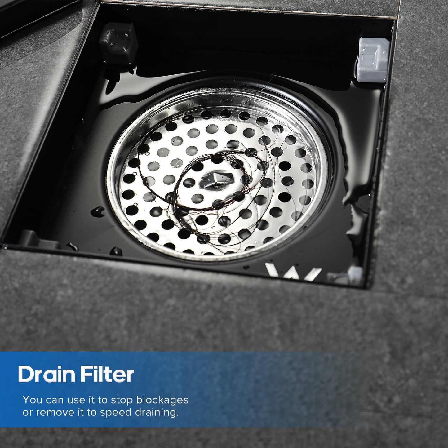 Decaura Tile Insert Shower Drain Grate Floor Waste Black 304 Stainless Steel