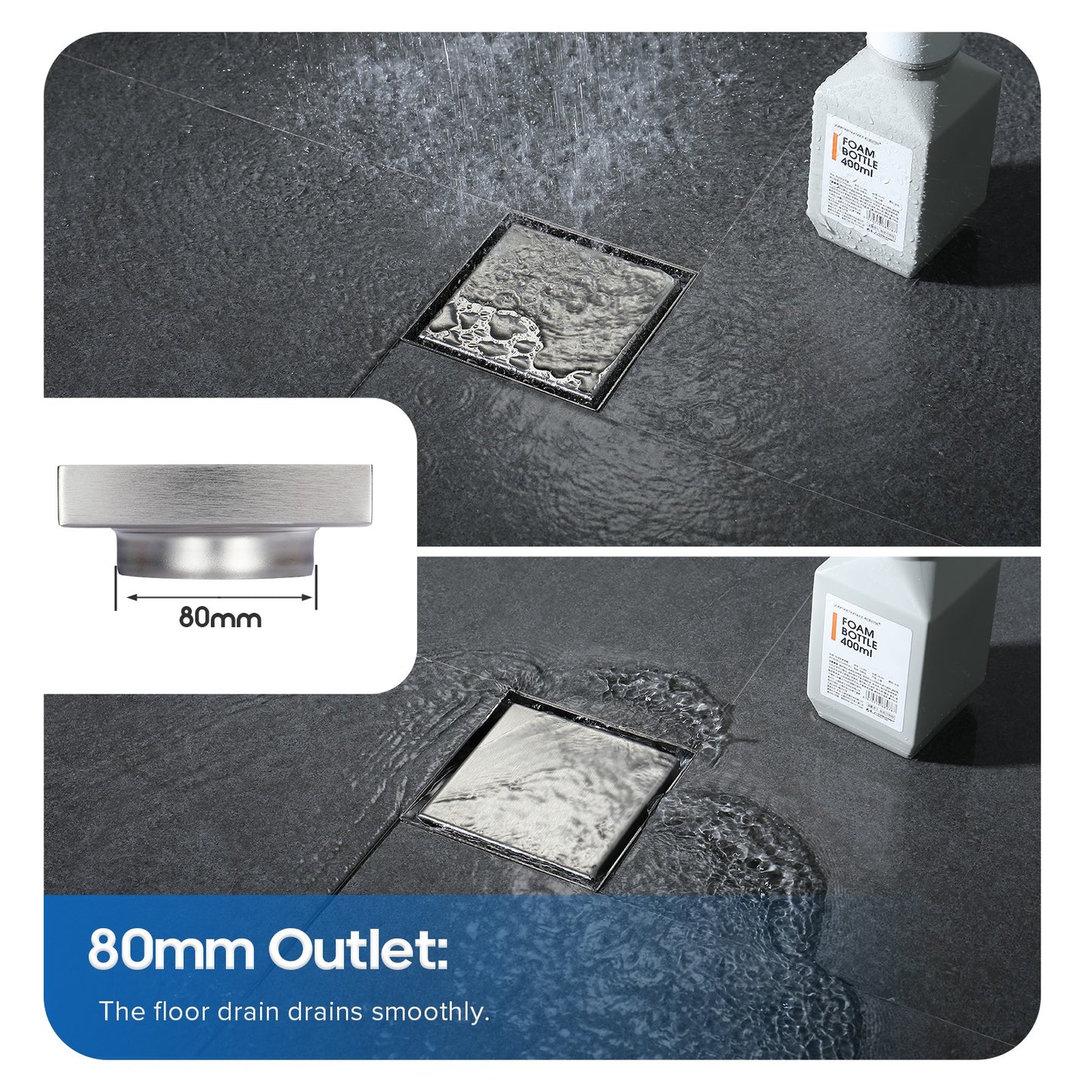 Decaura Tile Insert Floor Waste Drain Grate 80mm Outlet Bathroom Stainless Steel