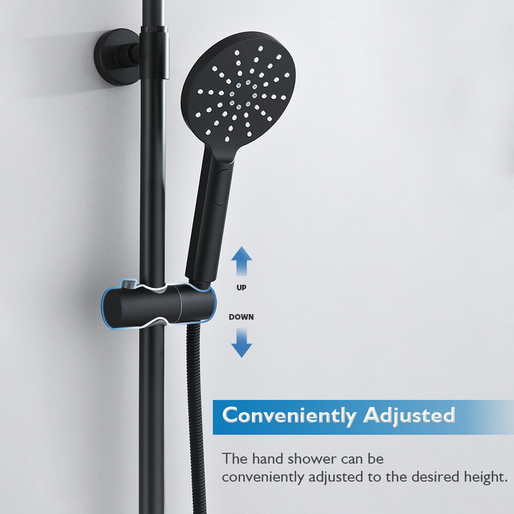 Decaura 9" Rain Shower Head Set Black Separate Water Inlet Elbow Round Gooseneck