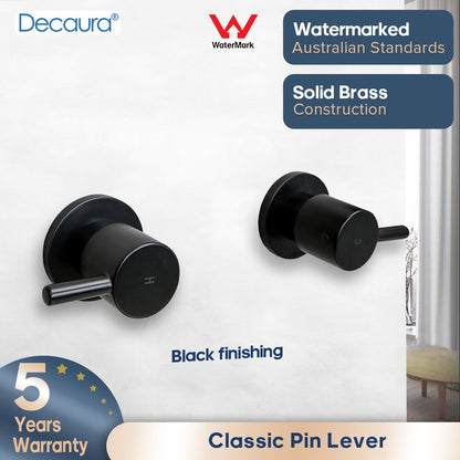 Round Shower Taps 1/4 Turn Mixer Black Wall Tapware Top Assembly
